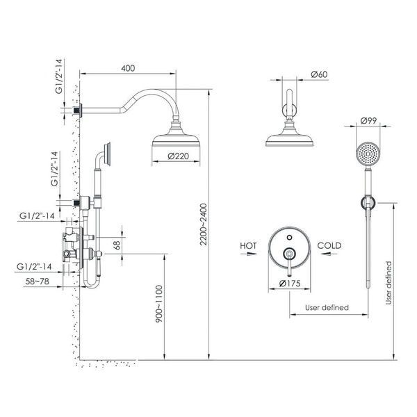 Душова система зі змішувачем прихованого монтажу IMPRESE HYDRANT ZMK031806110 60390 фото