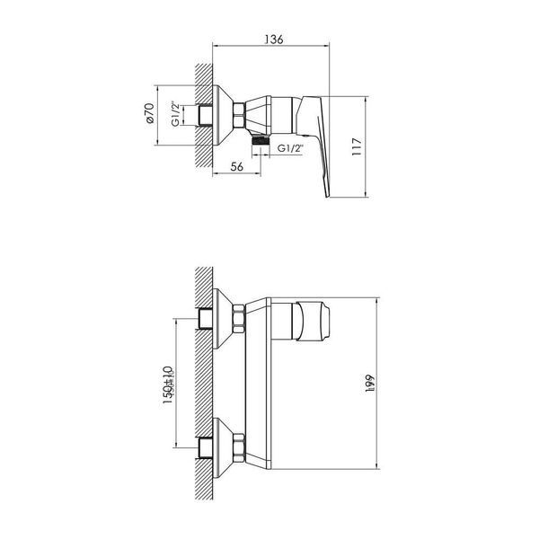 Смеситель для душа IMPRESE VITE f03307401AA, хром 84132 фото