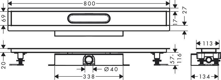 Монтажный комплект для каналов HANSGROHE UBOX UNIVERSAL 56018180, нержавеющая сталь 92247 фото