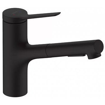 Смеситель с выдвижным изливом для кухонной мойки HANSGROHE ZESIS M33 74820670, черный матовый 800004176 фото
