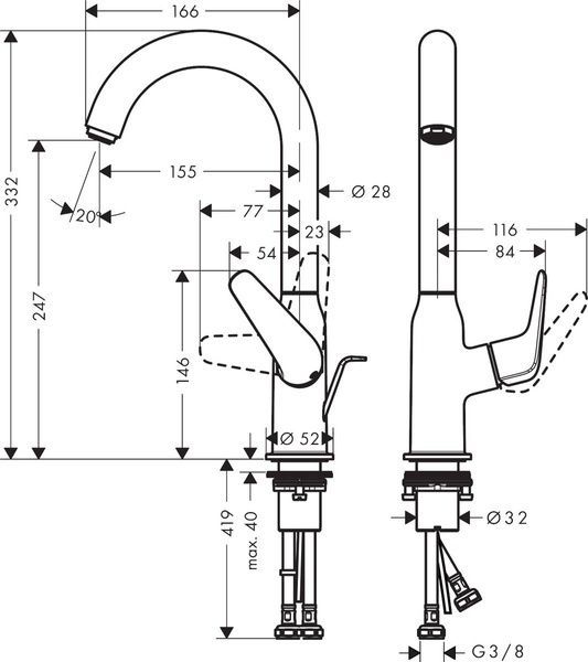 Смеситель для умывальника HANSGROHE NOVUS 71126000 60308 фото
