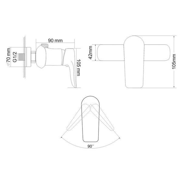 Змішувач для душу RJ VELUM RBZ082-5, хром 63160 фото