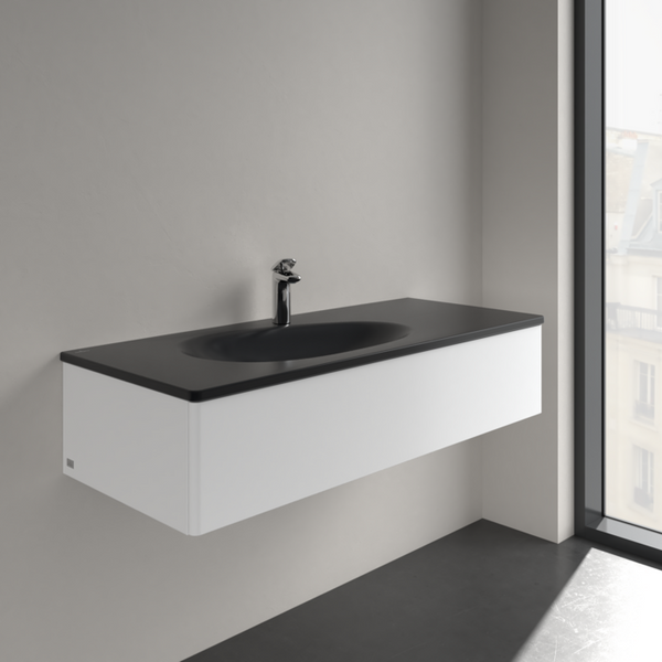 Умивальник накладний VILLEROY & BOCH ANTAO 4A77LBR7, 120x50см, з прихованим переливом, з отвором під змішувач, Ceramic Plus, чорний матовий 800005575 фото