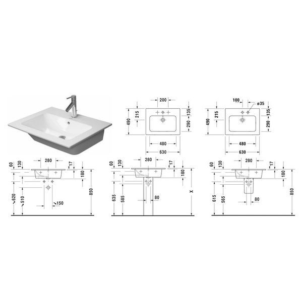 Умивальник накладний DURAVIT ME BY STARCK 2336630000, 63х49 мм 800005966 фото