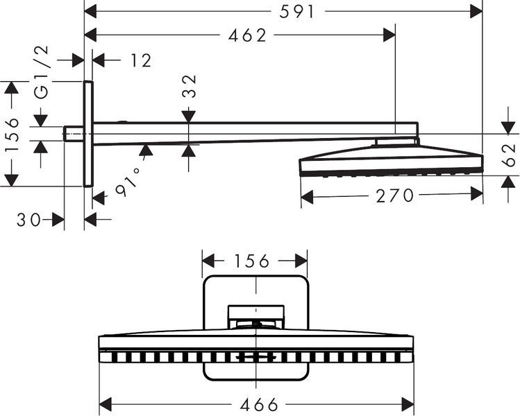 Верхній душ 460/300 1jet AXOR SHOWER SOLUTIONS 35274000, з тримачем, з розеткою Chuveiro fixo 460/300 1jet com bra&ccedil;o de chuveiro e espelho softsquare 64255 фото