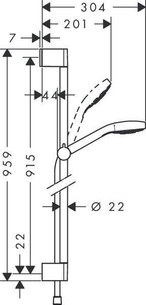 Душевой набор со штангой HANSGROHE CROMA SELECT 26595400, хром с белым 800003782 фото
