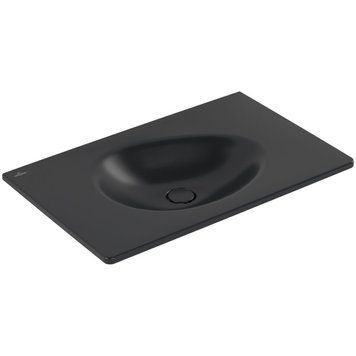 Умивальник накладний VILLEROY & BOCH ANTAO 4A7583R7, 80x50см, без переливу, без отвору під змішувач, Ceramic Plus, чорний матовий 800005581 фото