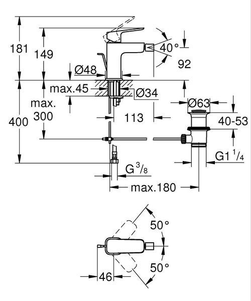 Змішувач для біде GROHE CUBEO 1018100000, хром 100740 фото