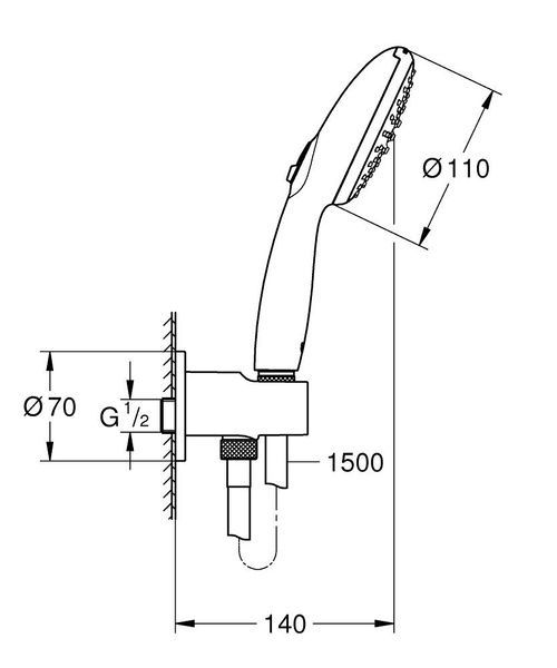 Душовий гарнітур GROHE TEMPESTA 264062433, черный матовый 98915 фото