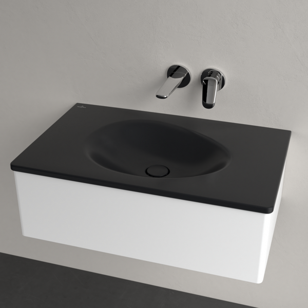 Умивальник накладний VILLEROY & BOCH ANTAO 4A7583R7, 80x50см, без переливу, без отвору під змішувач, Ceramic Plus, чорний матовий 800005581 фото