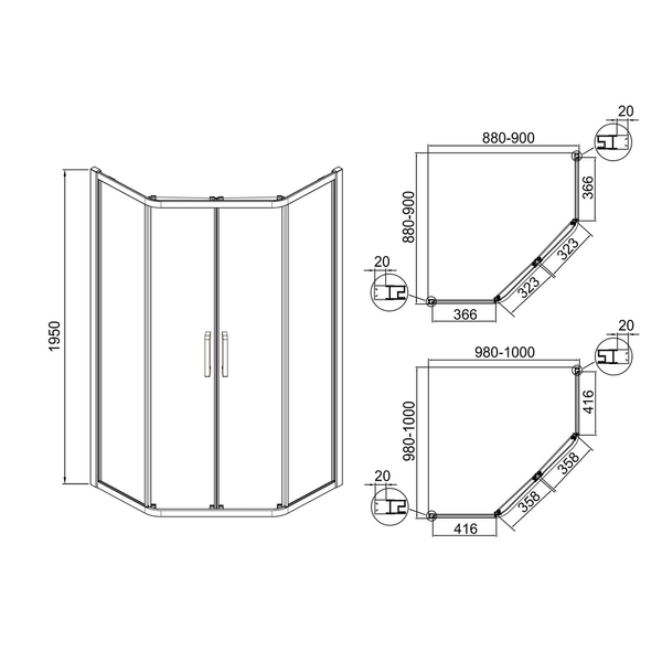 Душевая кабина EGER IRIS 100x100 599-143/1, белый 73033 фото