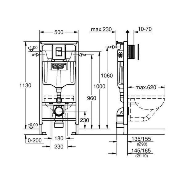 Інсталяція для унітаза GROHE SOLIDO 38811KF0, чорний 86357 фото