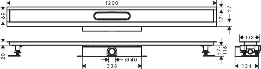 Монтажний комплект для каналів HANSGROHE UBOX UNIVERSAL 56021180, нержавіюча сталь 800004282 фото
