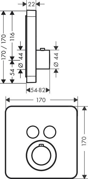 Термостат для 2 потребителей AXOR SHOWER SOLUTIONS 36707000, скрытого монтажа, softsquare 46089 фото