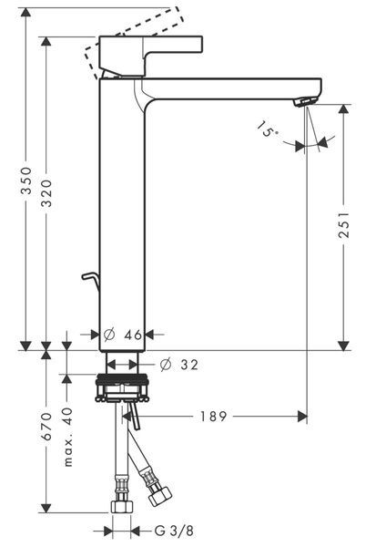 Смеситель для раковины с высоким изливом и донным клапаном HANSGROHE METRIS S 31022000 13592 фото