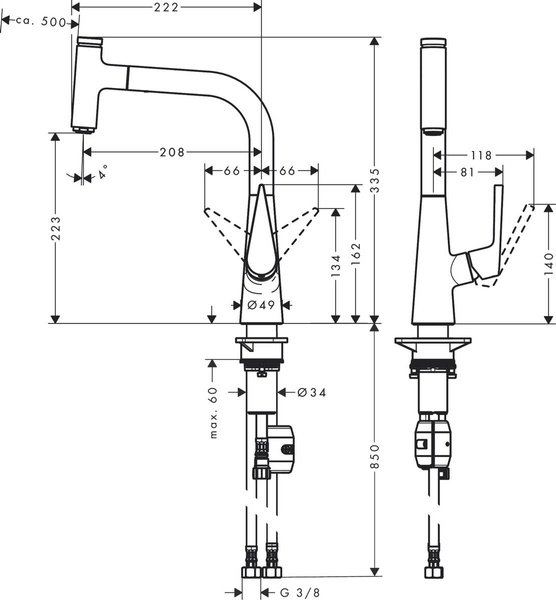 Змішувач для кухонної мийки HANSGROHE TALIS SELECT S 72822800, нержавіюча сталь 800003927 фото