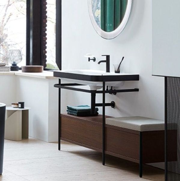 Консоль напольная с умывальником DURAVIT HAPPY D.2 PLUS HP4735O2222, 57,5x49, черный матовый 800006117 фото