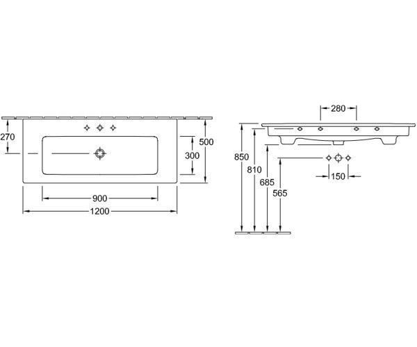 Умивальник підвісний VILLEROY & BOCH VENTICELLO 4104CJ01, 120x50, білий 77145 фото