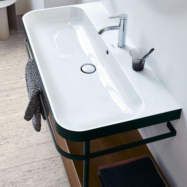 Консоль напольная с умывальником DURAVIT HAPPY D.2 PLUS HP4735O2222, 57,5x49, черный матовый 800006117 фото