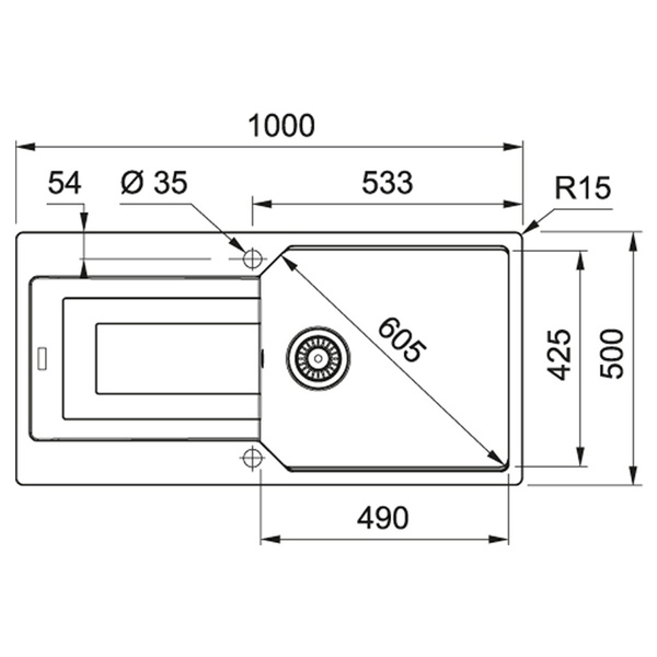 Кухонная мойка FRANKE URBAN UBG 611-100 XL 114.0699.232, черный матовый 800006667 фото