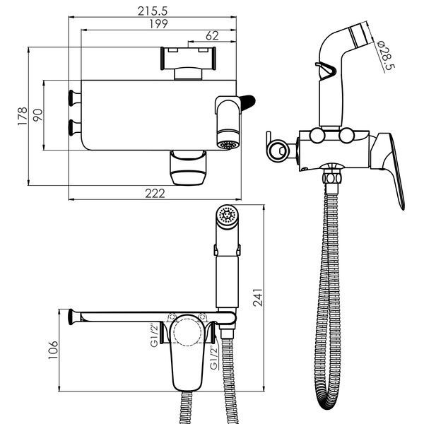 Гігієнічний душ зі змішувачем IMPRESE PERLA f03708001CA 93733 фото