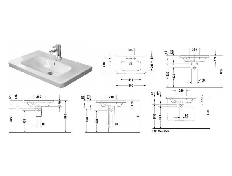 Умывальник накладной DURAVIT DURASTYLE 2320800000, 800х480 мм 800005967 фото