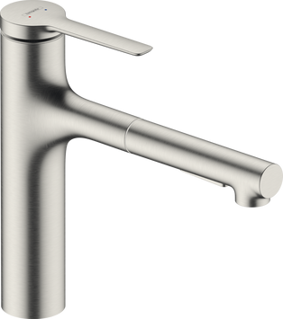 Смеситель с выдвижным изливом для кухонной мойки HANSGROHE ZESIS M33 74823800, нержавеющая сталь 800004183 фото
