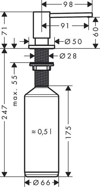 Диспенсер для жидкого мыла HANSGROHE A41 40438800, нержавеющая сталь 84773 фото