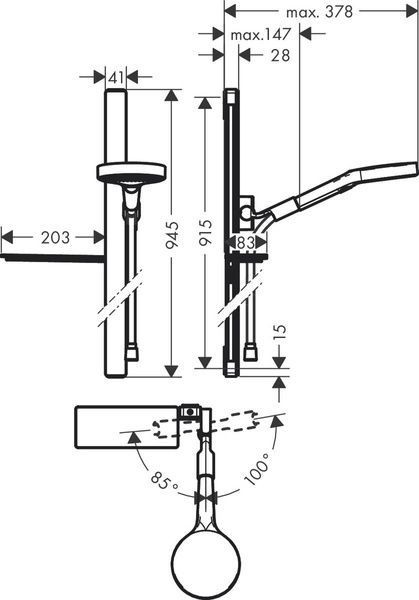 Гарнитур душевой HANSGROHE RAINFINITY 27671000, хром 70797 фото