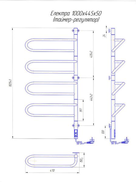 Рушникосушарка електрична MARIO Електра-І 1000x445/150 TR (2.3.1004.11.P) 89304 фото