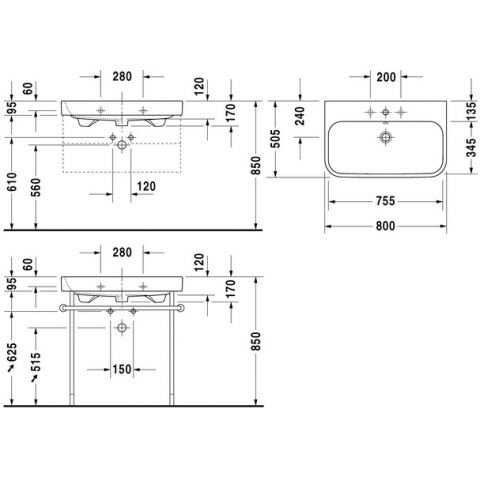 Умивальник підвісний DURAVIT HAPPY D.2 2318800000, 80x50 800006023 фото