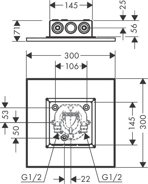 Верхній душ 300/300 2jet AXOR SHOWER SOLUTIONS 35321140, стельовий монтаж, бронза 800005112 фото