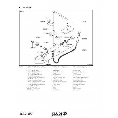 Душевая система с термостатом KLUDI A-QA 490950500, хром 80000001721 фото