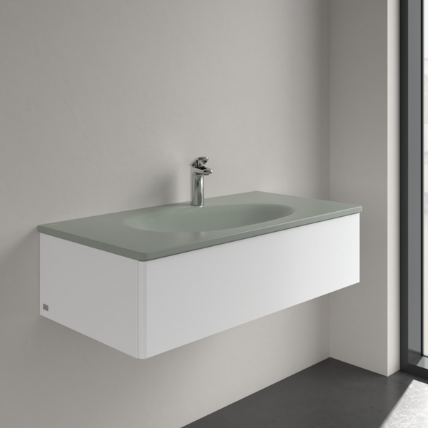 Умивальник накладний VILLEROY & BOCH ANTAO 4A76ABR8, 100x50см, з прихованим переливом, з отвором під змішувач, Ceramic Plus, зелений 800005682 фото