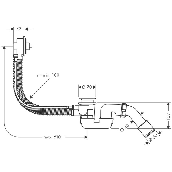 Сифон для ванни HANSGROHE FLEXAPLUS 58140180 50333 фото