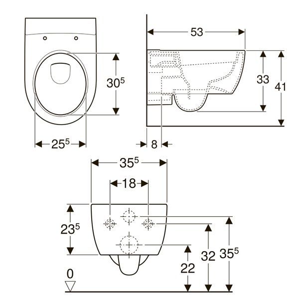 Чаша підвісного унітазу Rimfree закрита форма GEBERIT ICON 204060000, білий 83665 фото