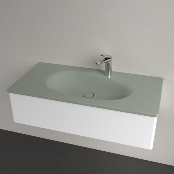 Умивальник накладний VILLEROY & BOCH ANTAO 4A76ABR8, 100x50см, з прихованим переливом, з отвором під змішувач, Ceramic Plus, зелений 800005682 фото