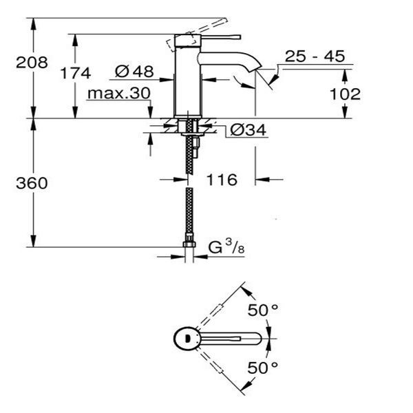 Смеситель для умывальника GROHE ESSENCE NEW 24172KF1, черный 90312 фото
