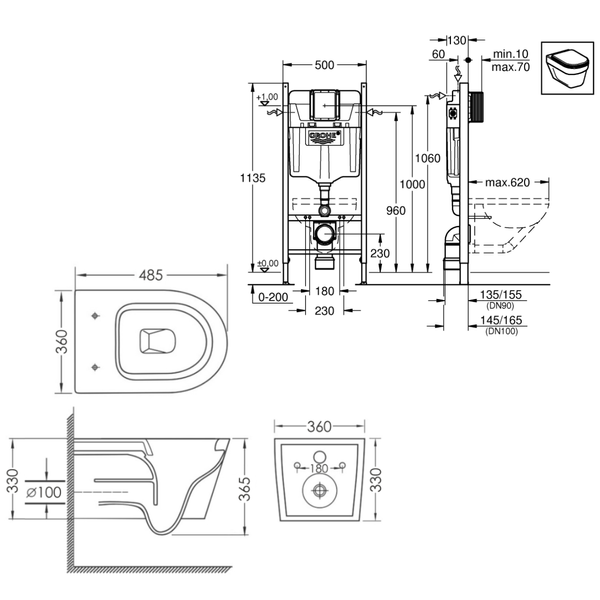 Набор инсталляция GEBERIT 388400WG RAPID SL 2в1 с унитазом IMPRESE DOBRY Twist 101602 фото