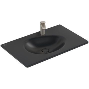 Умивальник накладний VILLEROY & BOCH ANTAO 4A7584R7, 80x50см, з прихованим переливом, з отвором під змішувач, Ceramic Plus, чорний матовий 800005583 фото