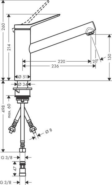 Смеситель для кухонной мойки HANSGROHE ZESIS M33 74806000 800003934 фото