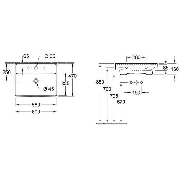Умывальник VILLEROY & BOCH COLLARO 4A336001, белый 77483 фото
