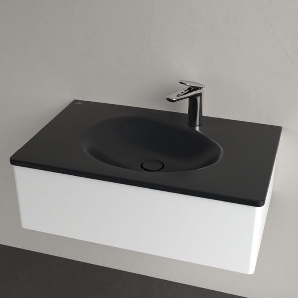 Умывальник накладной VILLEROY & BOCH ANTAO 4A7584R7, 80x50см, со скрытым переливом, с отверстием под смеситель, Ceramic Plus, черный матовый 800005583 фото