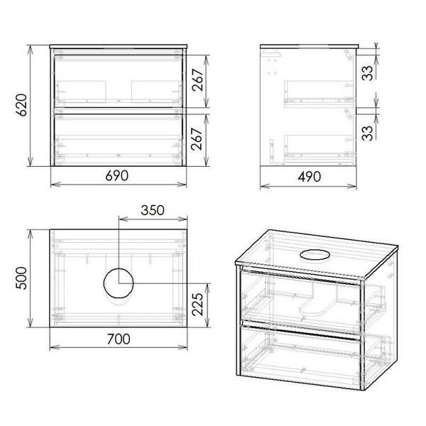 Тумба з умивальником IMPRESE NETKA f3271Dr, дуб 74040 фото