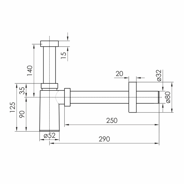 Сифон для умивальника пластиковий IMPRESE i-SEW d12600101S, хром 93387 фото