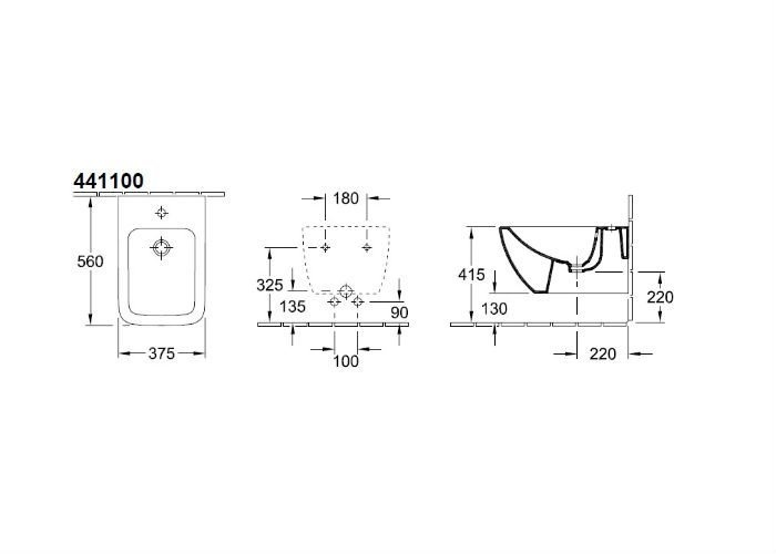 Біде підвісне VILLEROY & BOCH VENTICELLO 441100RW, CeramicPlus 56x37,5, білий 800005833 фото