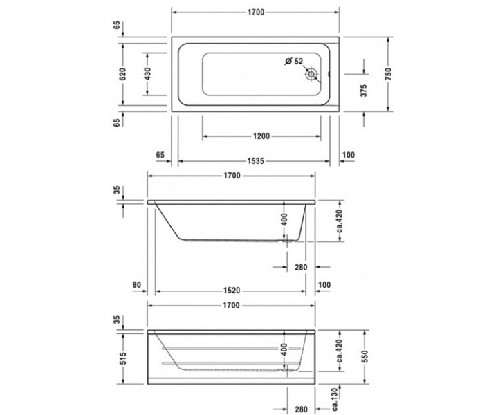 Ванна акрилова DURAVIT D-CODE 700100000000000, 170х75 800005924 фото