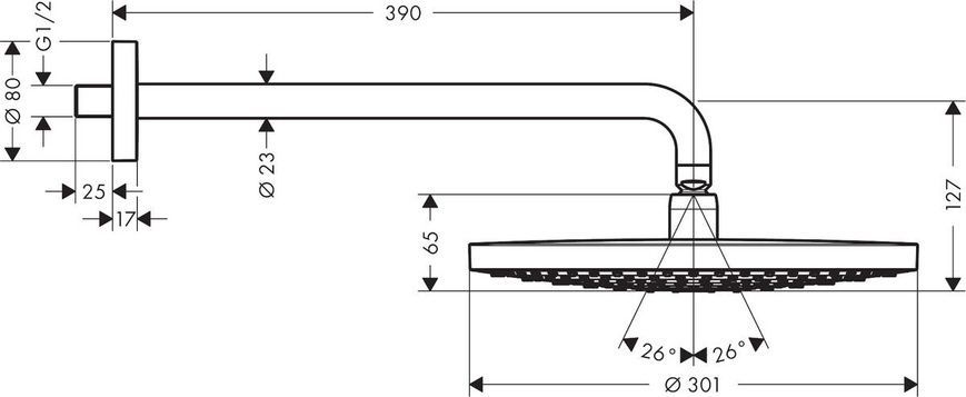 Верхний душ с держателем HANSGROHE RAINDANCE SELECT 27378000 42150 фото
