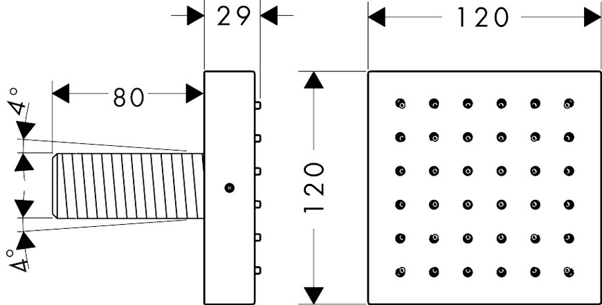 Модуль душа 120/120 AXOR SHOWER SOLUTIONS 28491000, прихованого монтажу, квадратний 12937 фото