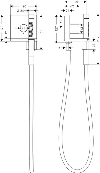 Модуль ручного душа AXOR SHOWER SOLUTIONS 10651000, 120/120, скрытого монтажа, квадратный 12938 фото